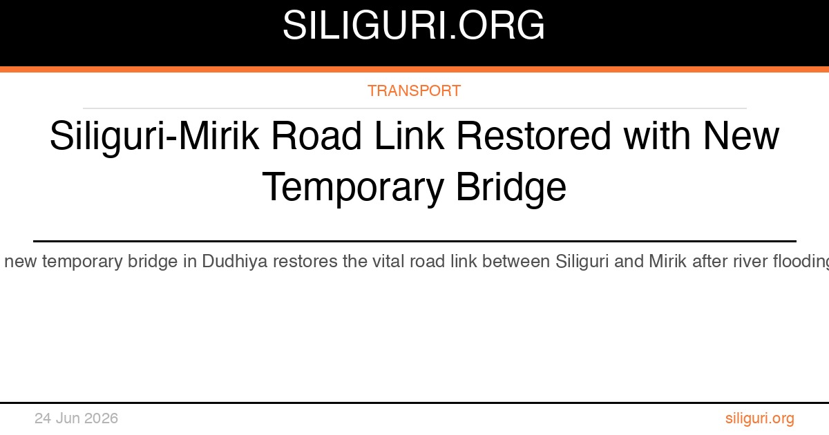 Siliguri-Mirik Road Link Restored with New Temporary Bridge