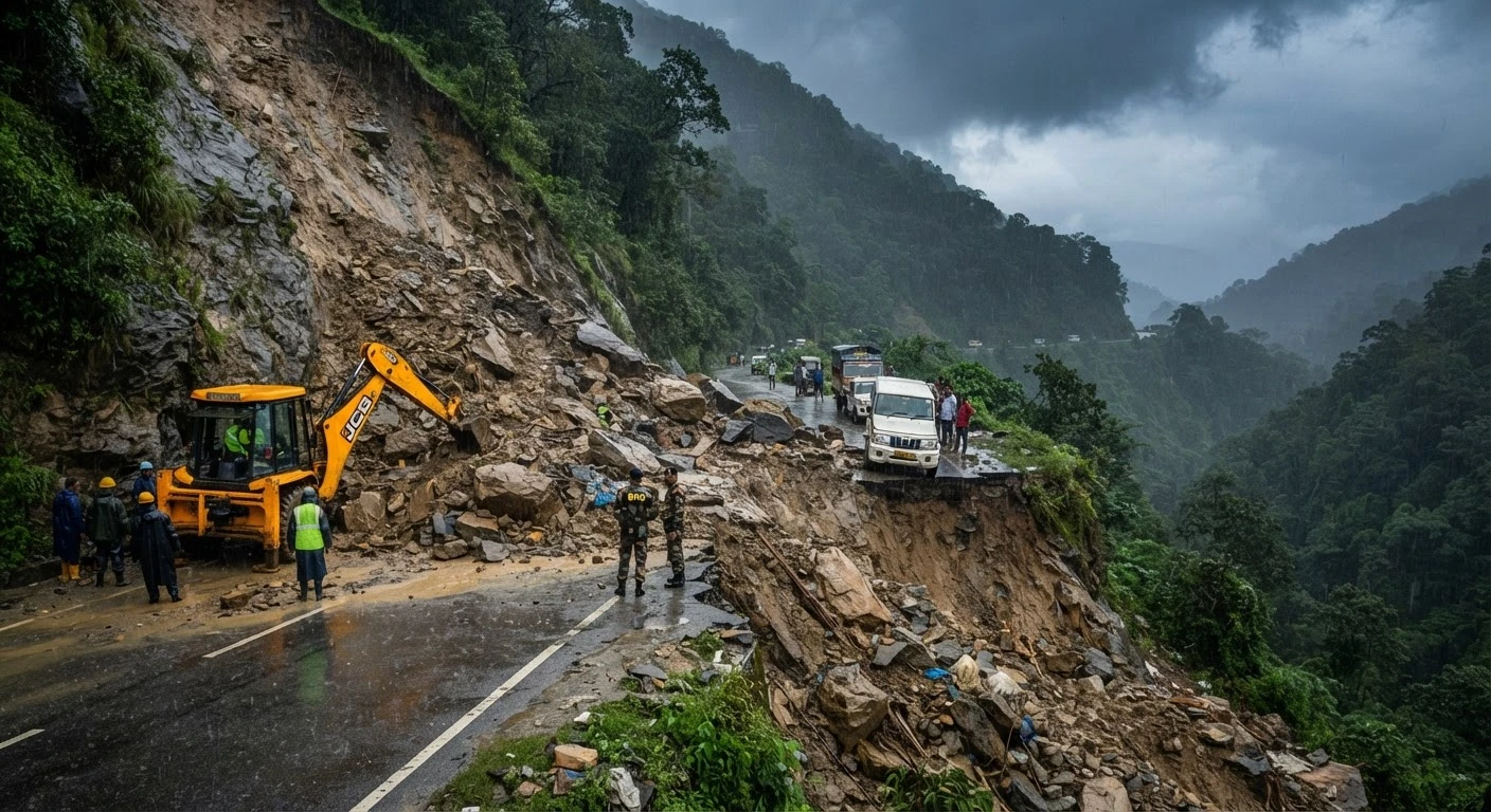 NH-10 Blocked Again After Landslide Near 20 Mile