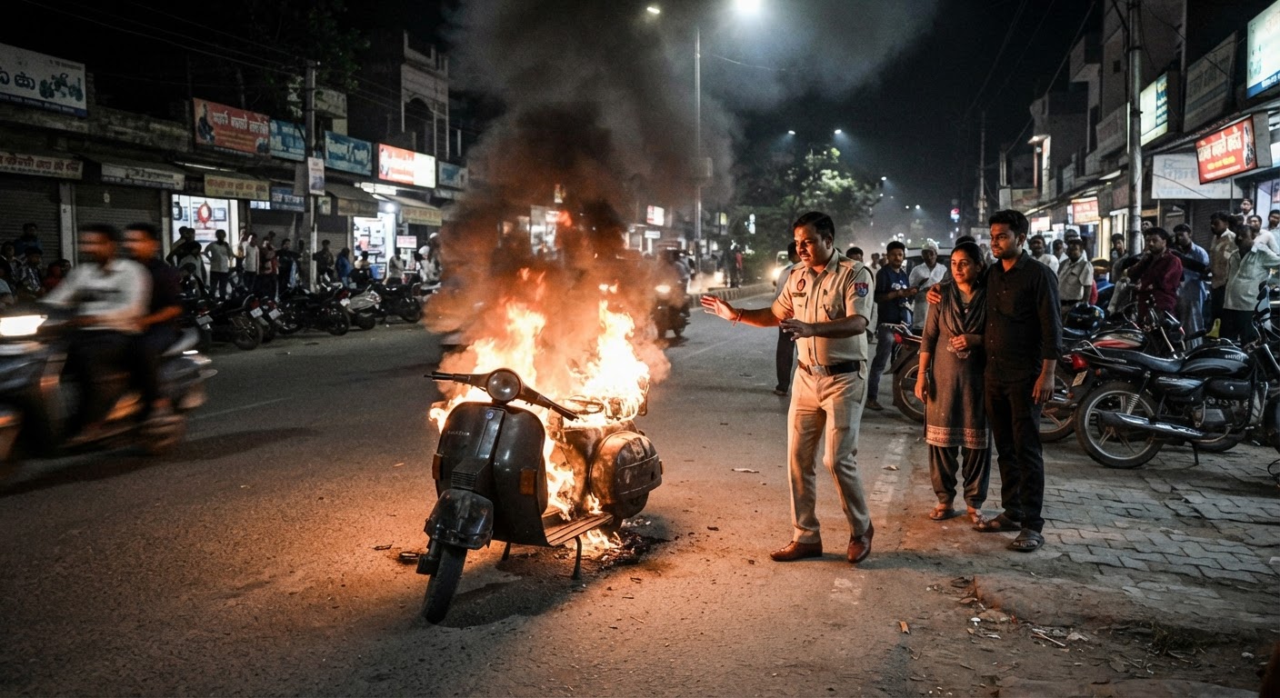 Moving Scooter Catches Fire in Muzaffarnagar Incident