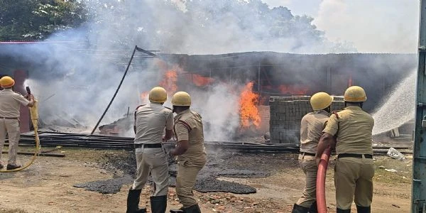 Massive Fire Destroys Phulbari Construction Warehouse